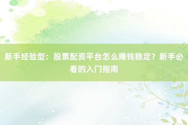 新手经验型：股票配资平台怎么赚钱稳定？新手必看的入门指南
