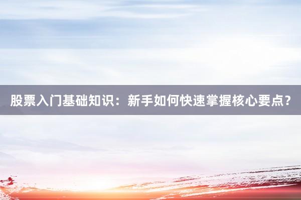 股票入门基础知识：新手如何快速掌握核心要点？