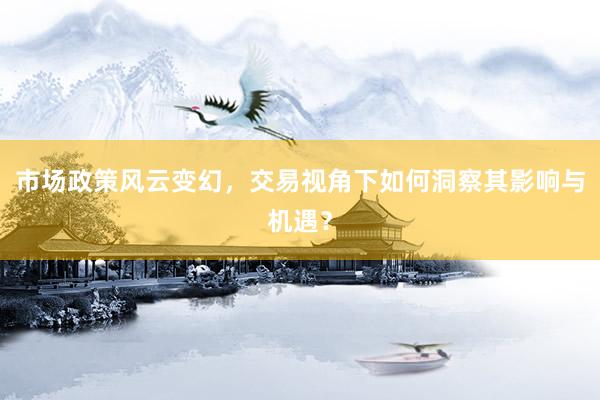 市场政策风云变幻，交易视角下如何洞察其影响与机遇？