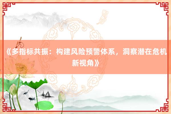 《多指标共振：构建风险预警体系，洞察潜在危机新视角》