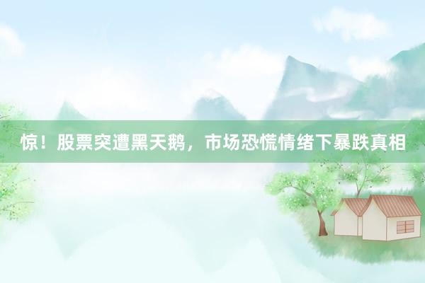 惊！股票突遭黑天鹅，市场恐慌情绪下暴跌真相