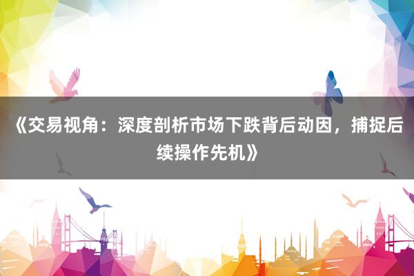 《交易视角：深度剖析市场下跌背后动因，捕捉后续操作先机》
