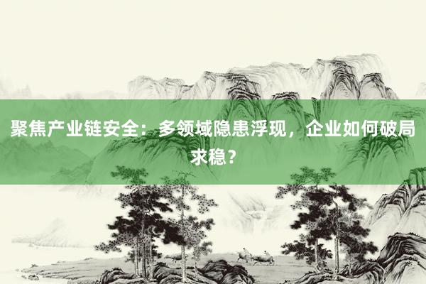 聚焦产业链安全：多领域隐患浮现，企业如何破局求稳？