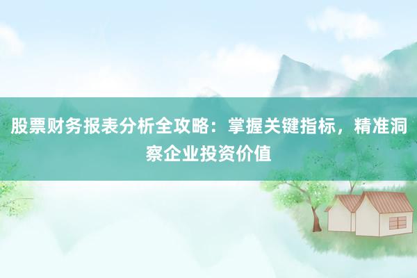 股票财务报表分析全攻略：掌握关键指标，精准洞察企业投资价值
