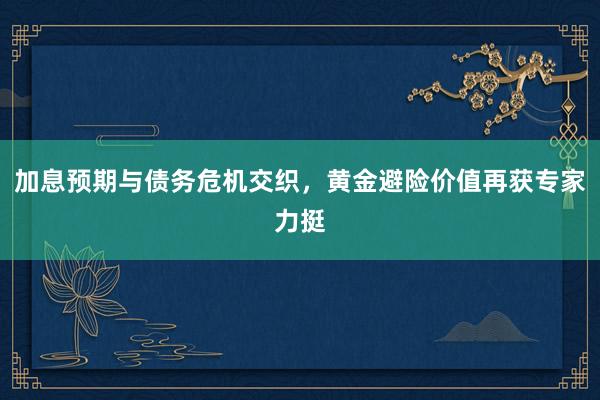 加息预期与债务危机交织，黄金避险价值再获专家力挺