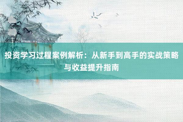 投资学习过程案例解析：从新手到高手的实战策略与收益提升指南