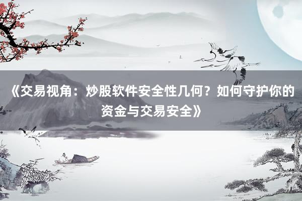 《交易视角：炒股软件安全性几何？如何守护你的资金与交易安全》