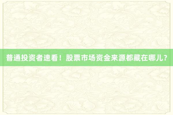 普通投资者速看！股票市场资金来源都藏在哪儿？